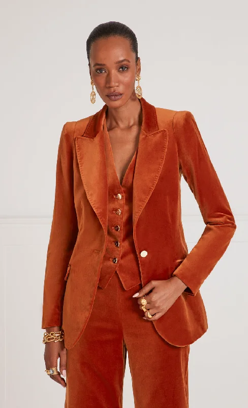 End Of The Year Clove Velvet Jacket - Rust