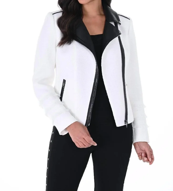 Comfortable Fashion Color Blockjacket In White,black