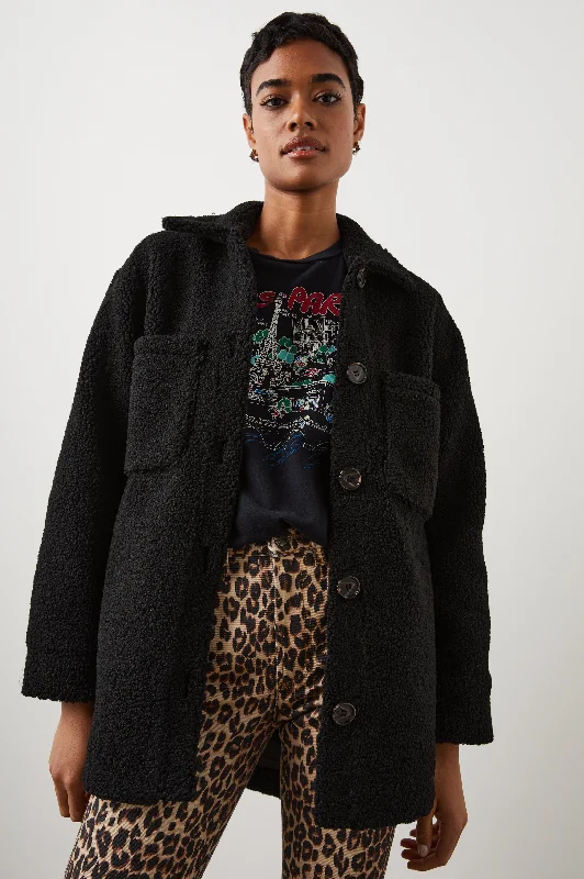 Comfortable Wear CONNIE SHIRT JACKET - BLACK TEDDY