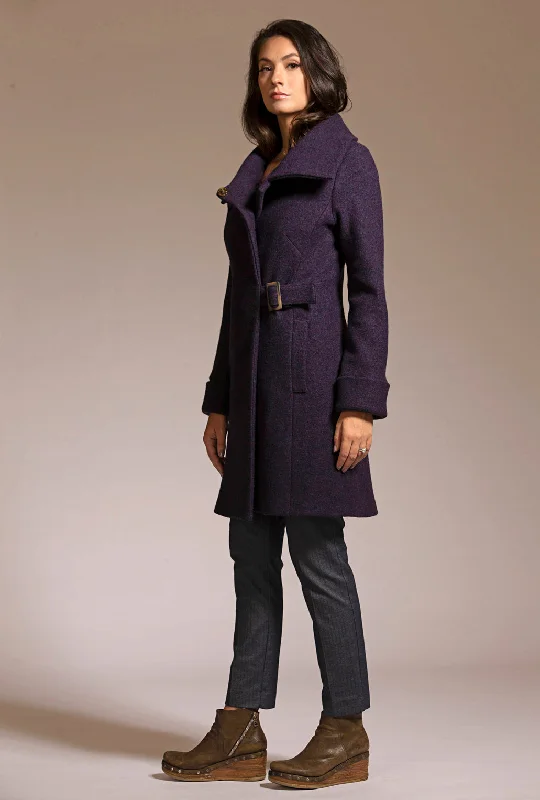 Luxury Customization COWL NECK COAT · eggplant