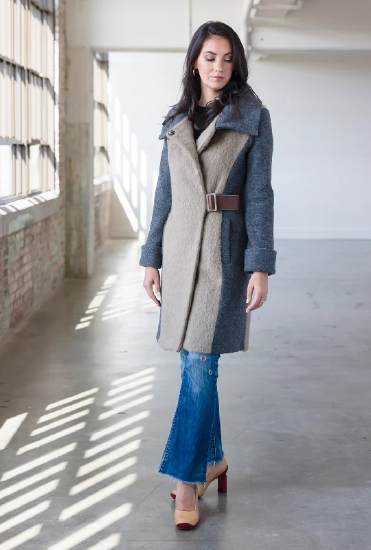 Youthful Style COWL NECK COAT · flax
