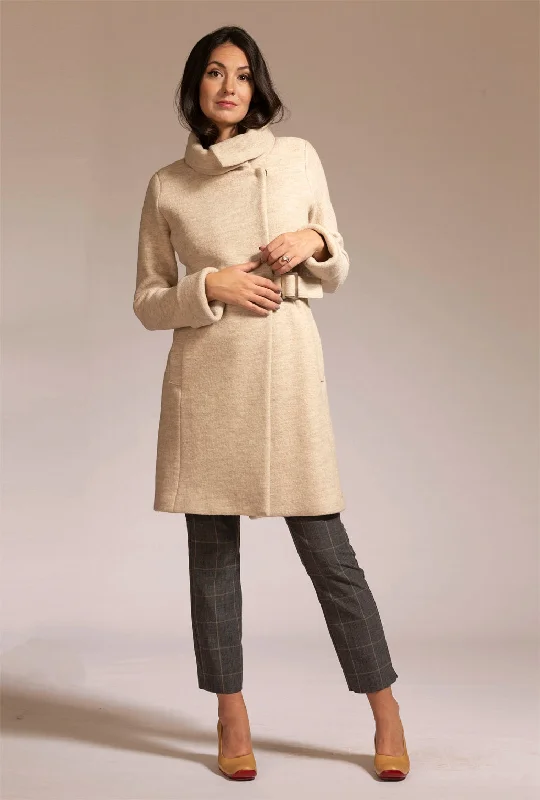 Fashion Expert COWL NECK COAT · sandstone