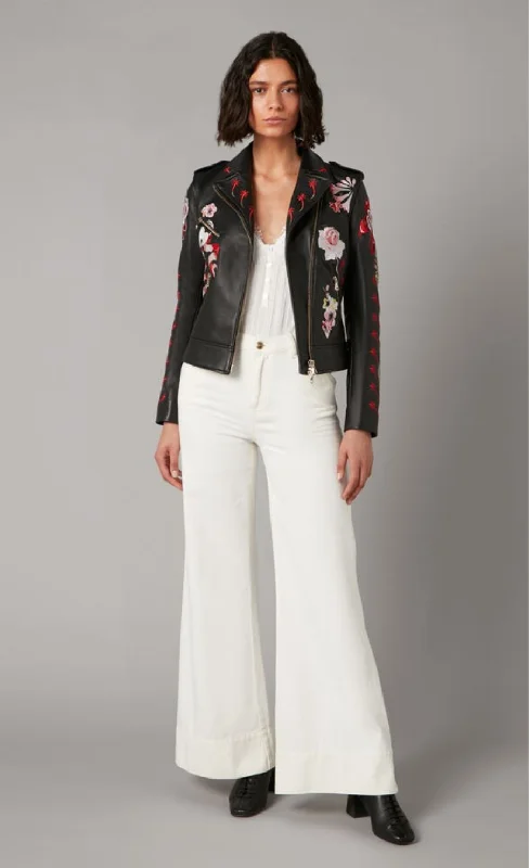 Cute Design Darcy Leather Jacket - Black Mix