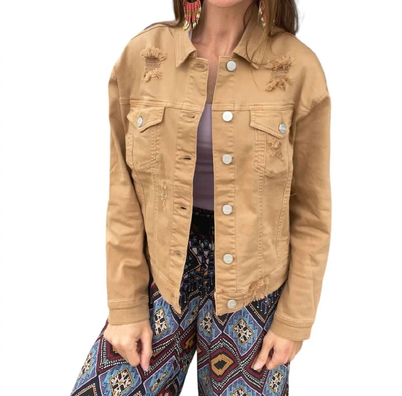 Refreshing Design Denim Jacket In Mocha