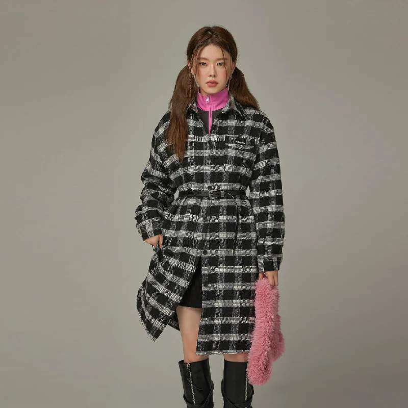 Trends Check Long Button Coat