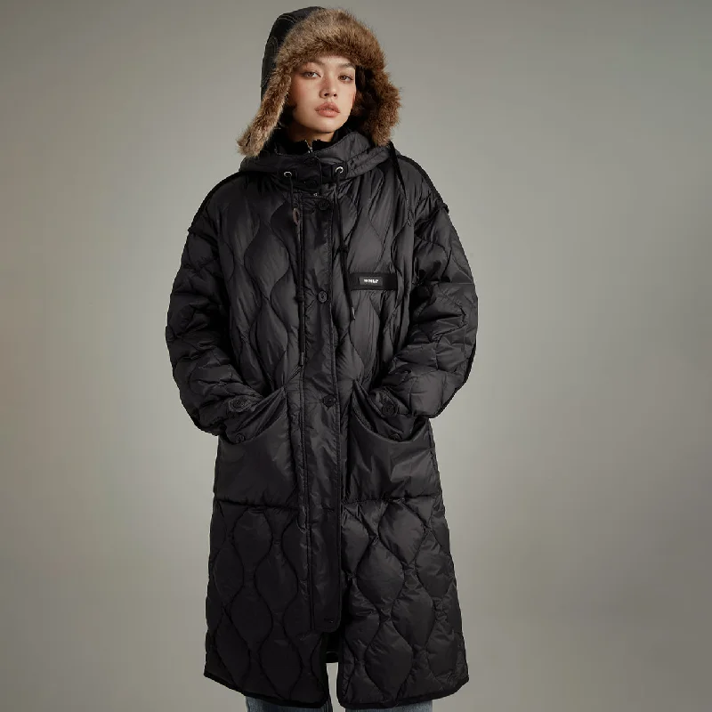 Elegant Outline Hooded Quilted Padded Coat
