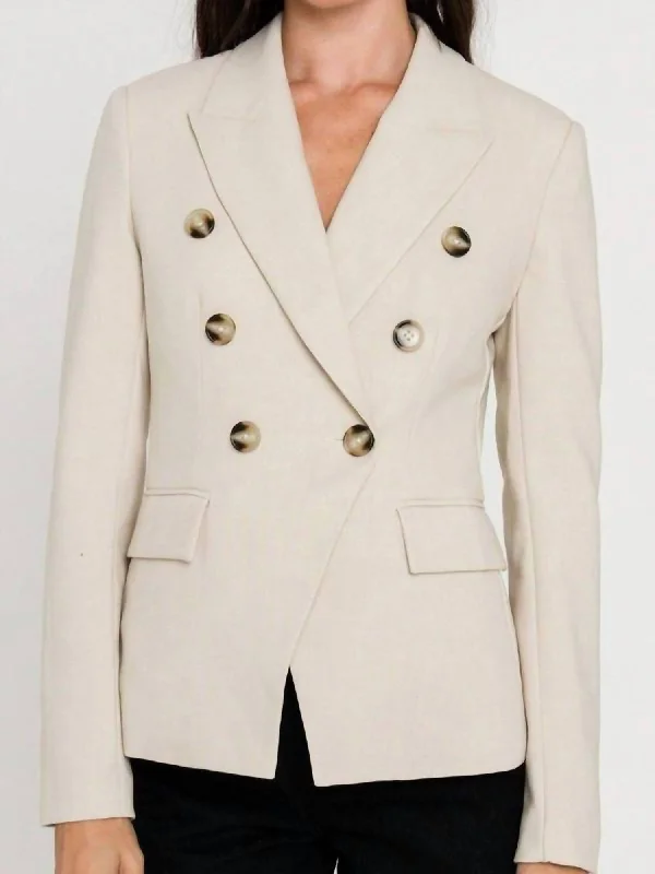 Versatile Items Double Breasted Blazer In Beige