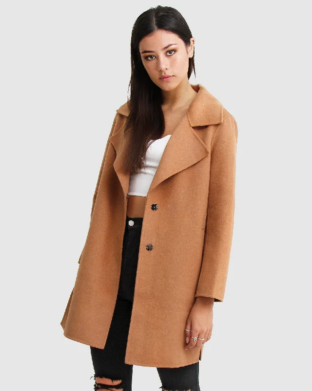 Celebrity Style Ex-Boyfriend  Wool Blend Oversized Jacket - Camel
