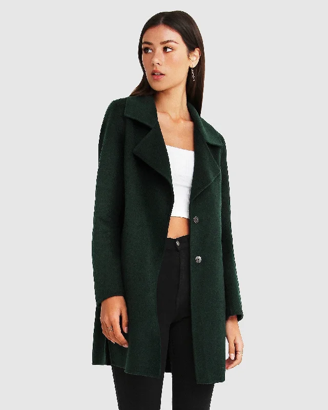 Fashion Concept Ex-Boyfriend  Wool Blend Oversized Jacket - Dark Green