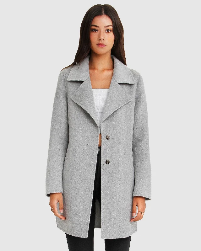 Versatile Itinerary Ex-Boyfriend  Wool Blend Oversized Jacket - Grey Marle