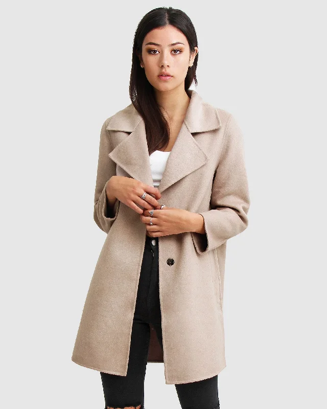 Unique Fashion Ex-Boyfriend  Wool Blend Oversized Jacket - Sand