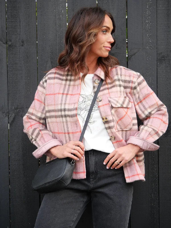 Fashion Classic Foxwood Frankie Check Shacket Pink