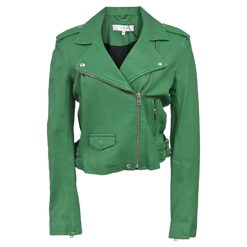 Daily Comfort Iro Ashville Cropped Jacket In Green Leather