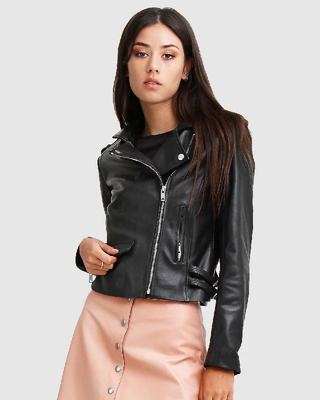 Fresh And Elegant Just Friends Leather Jacket - Black