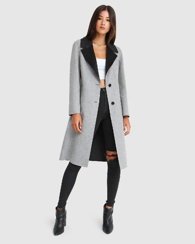 Lexington Two-Tone Wool Blend Coat - Grey