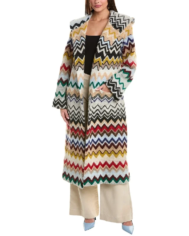 Urban Style M Missoni Long Mixed Wool & Alpaca-Blend Coat