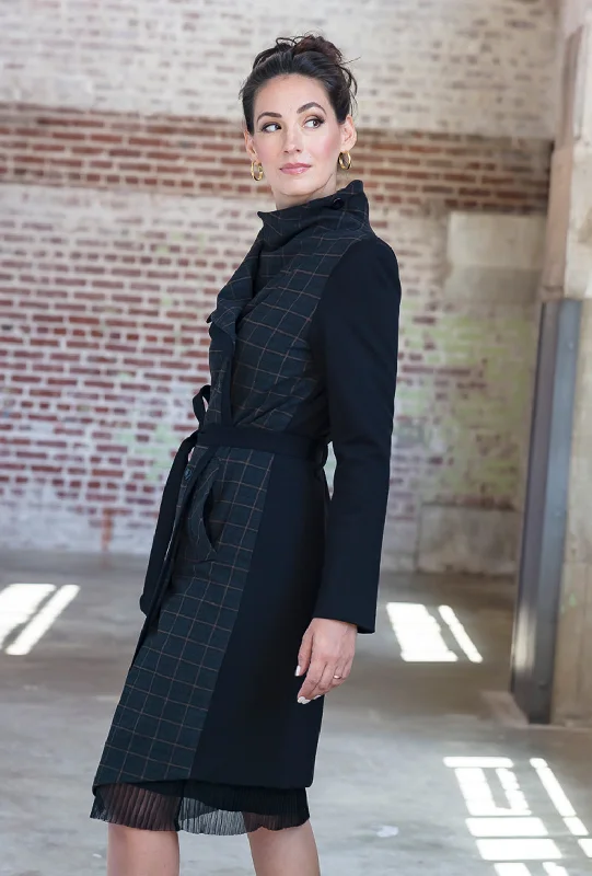 High-quality Design MALYN ASYMMETRICAL COAT · Japanese char plaid