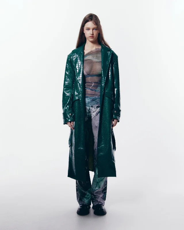 Integrated Design Myriam vegan leather trench coat.