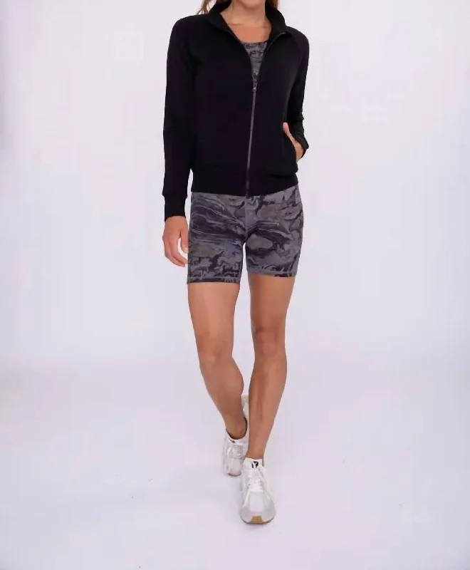 Sweet Breath Raglan Detail Full Zip Jacket In Black