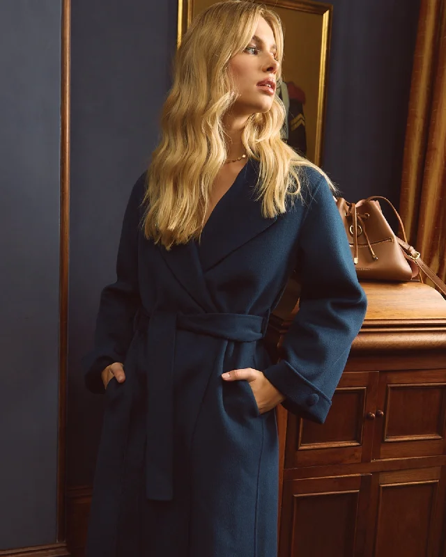 Personal Charm Stay Wild Oversized Wool Coat - Dark Teal