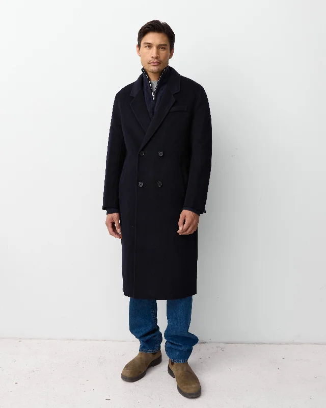 Lace Design THE MENS DOUBLE BREASTED COAT - NAVY