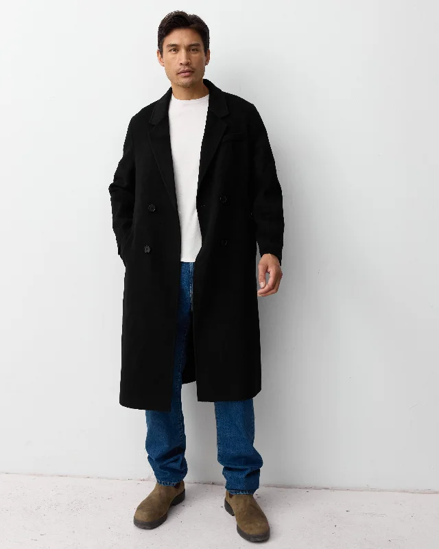 Street Fashion THE MENS DOUBLE BREASTED COAT - BLACK