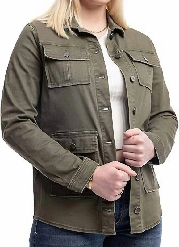 Elegant Wear Utliity Jacket In Army Green