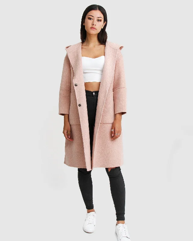 Classic Series Walk This Way Wool Blend Oversized Coat - Blush Pink