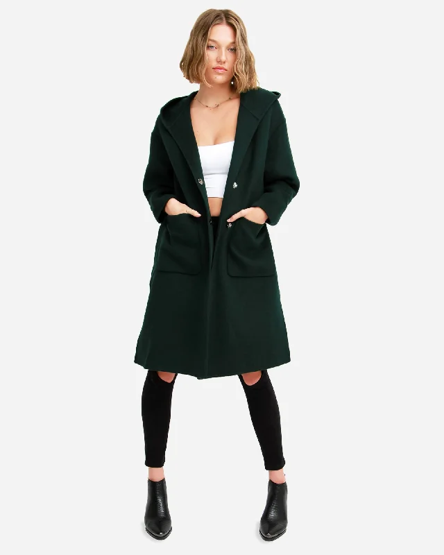 Exquisite Craftsmanship Walk This Way Wool Blend Oversized Coat  - Dark Green