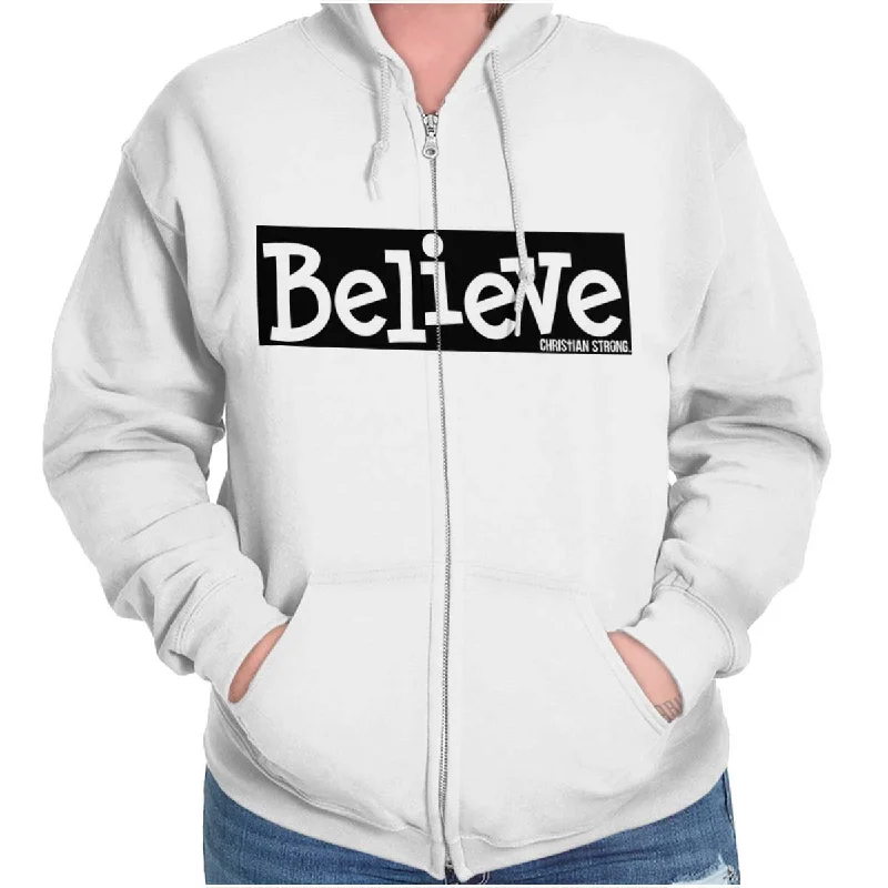 Bright Colors Believe Christian Strong Zip Hoodie