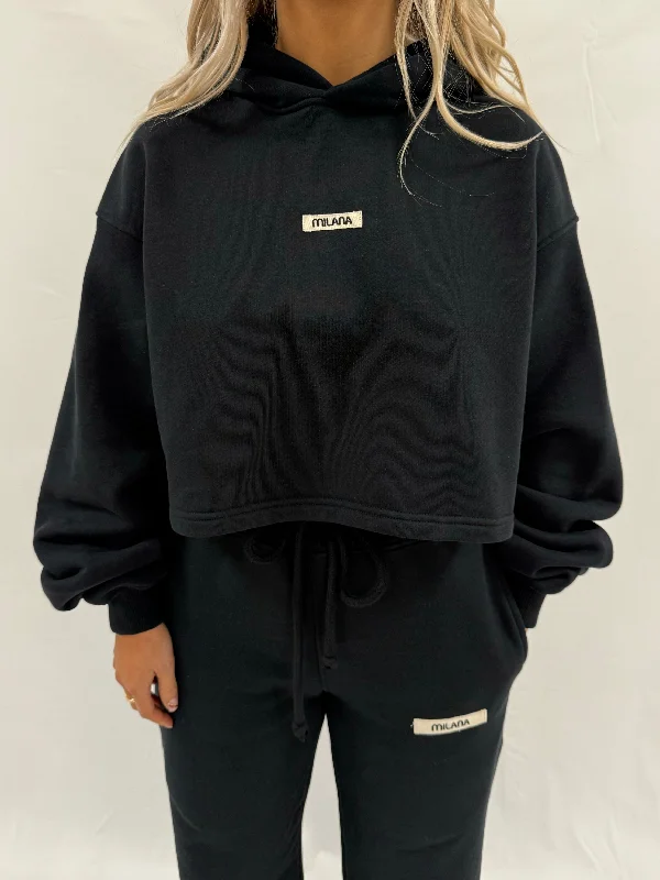 Personalized Design Black Core Heavyweight Cropped Hoodie.