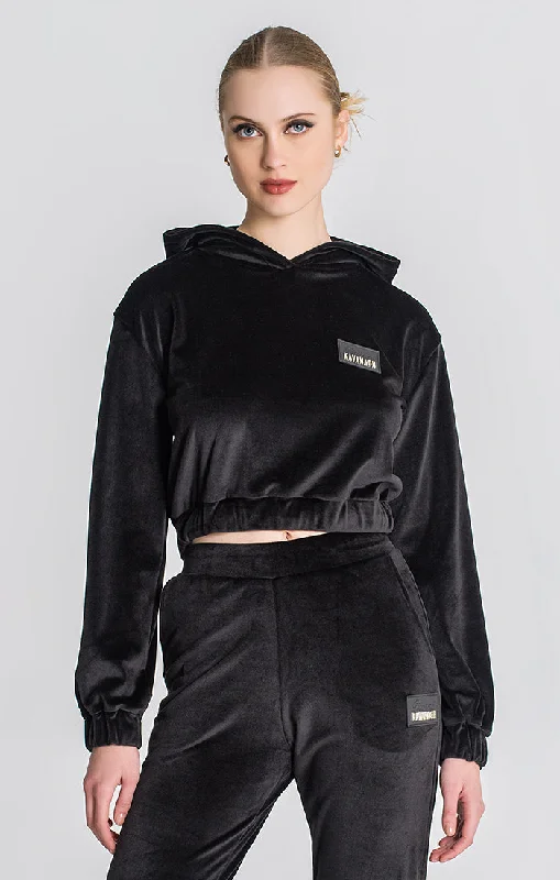 Unique Design Black Montecarlo Cropped Hoodie