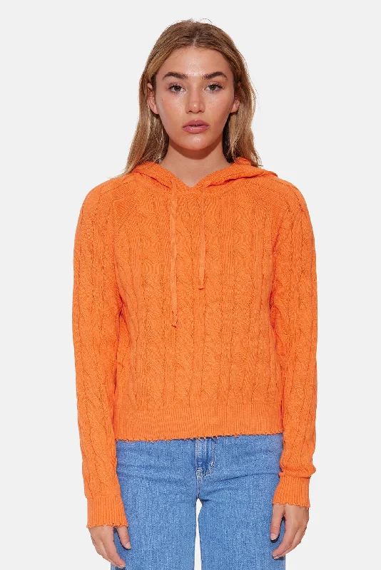 Avant-garde Design Clay Cable Hoodie Bright Orange