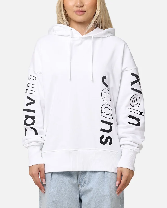 Youthful Street Fashion Calvin Klein Blocking Graphic Hoodie Bright White