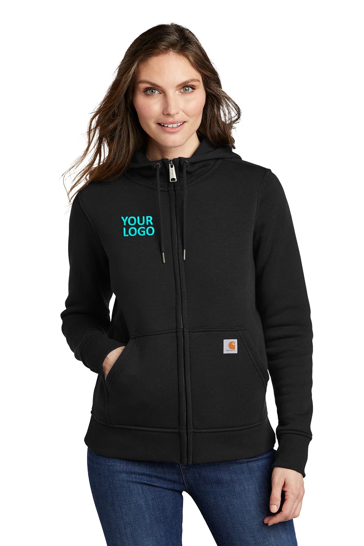 Sports Fashion Carhartt Womens Clarksburg Full-Zip Custom Hoodies, Black