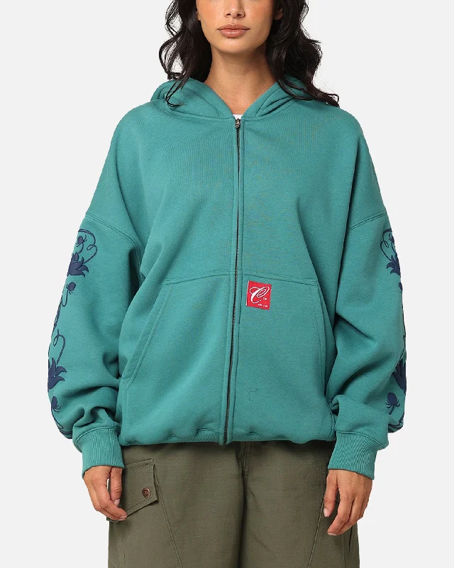 Elegant And Noble Carre Flower Bomb Full Zip Hoodie Oxidized Green