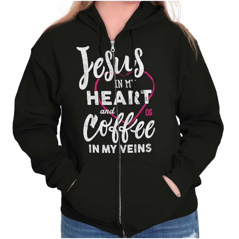 Youthful Coffee Veins Zip Hoodie
