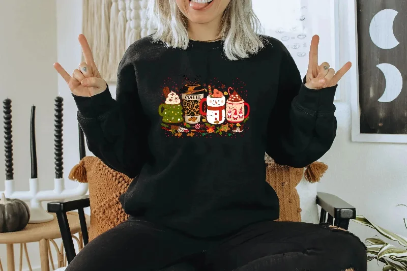 Short Design Colored Coffee Party Aesthetic Cotton Jumper Christmas Hoodie