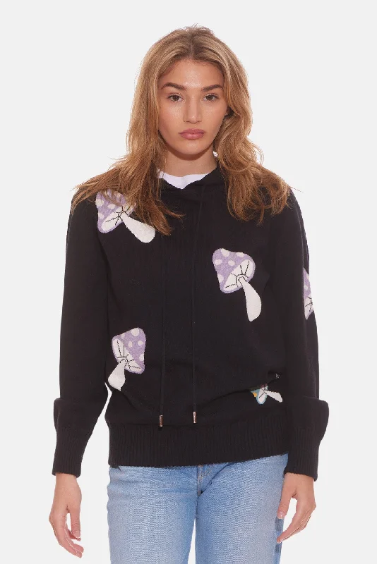 Urban Sense Women's Mushroom Intarsia Pullover Hoodie Multi