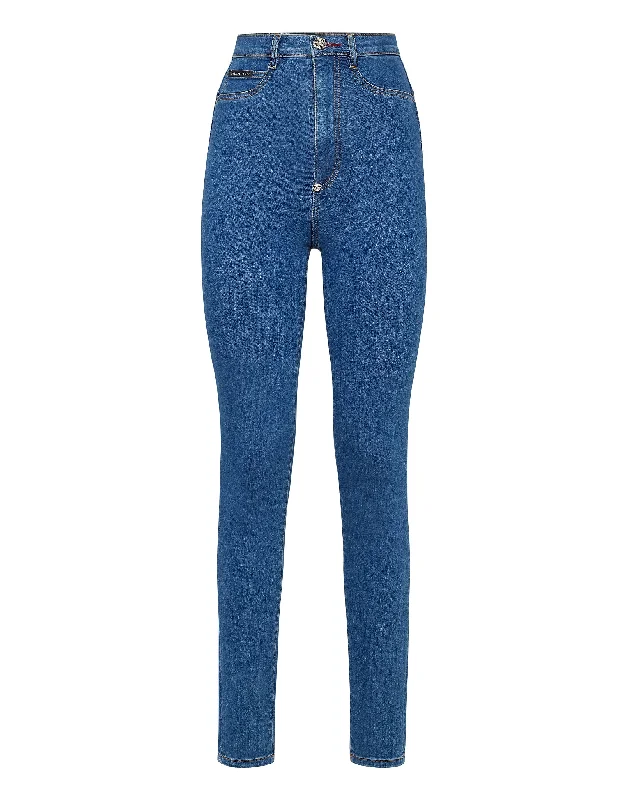 Knowledge And Elegance Denim Super High Waist Jegging Iconic Plein