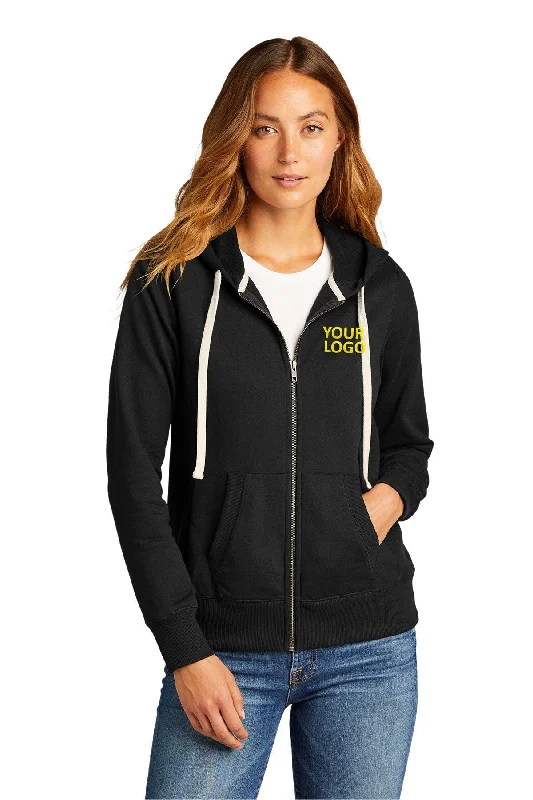 Unique Prints District Women's Re-Full-Zip Hoodies, Black
