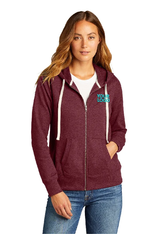 Fashion Selection District Women's Re-Full-Zip Hoodies, Maroon Heather