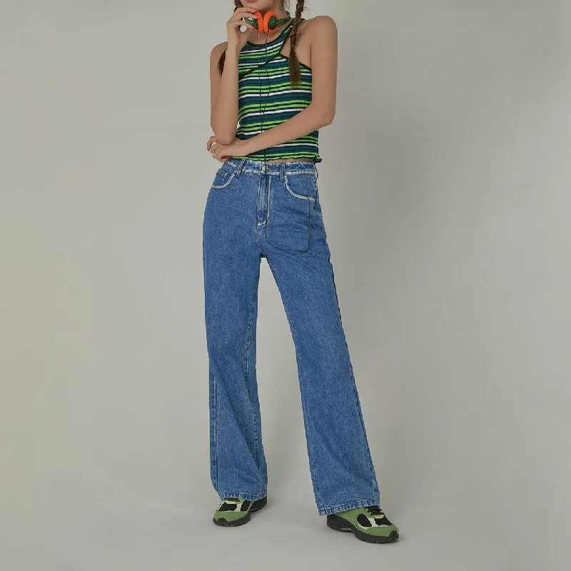 Urban Sense Casual Washed Wide Denim Jeans
