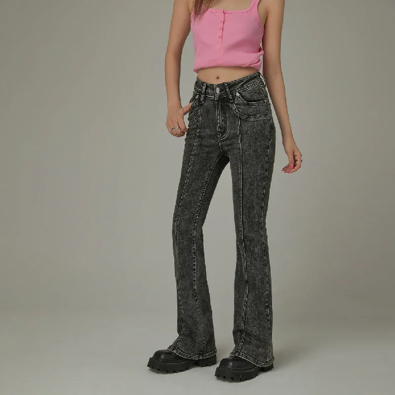 Energetic High Waisted Washed Bootcut Jeans