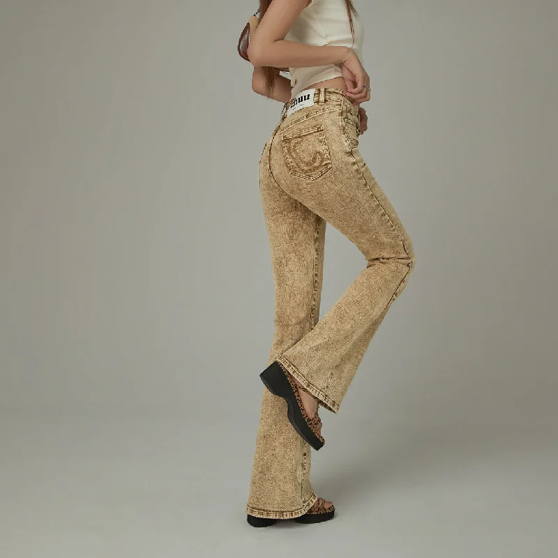 Fashionable and versatile Vintage Brown Washed Bootcut Jeans