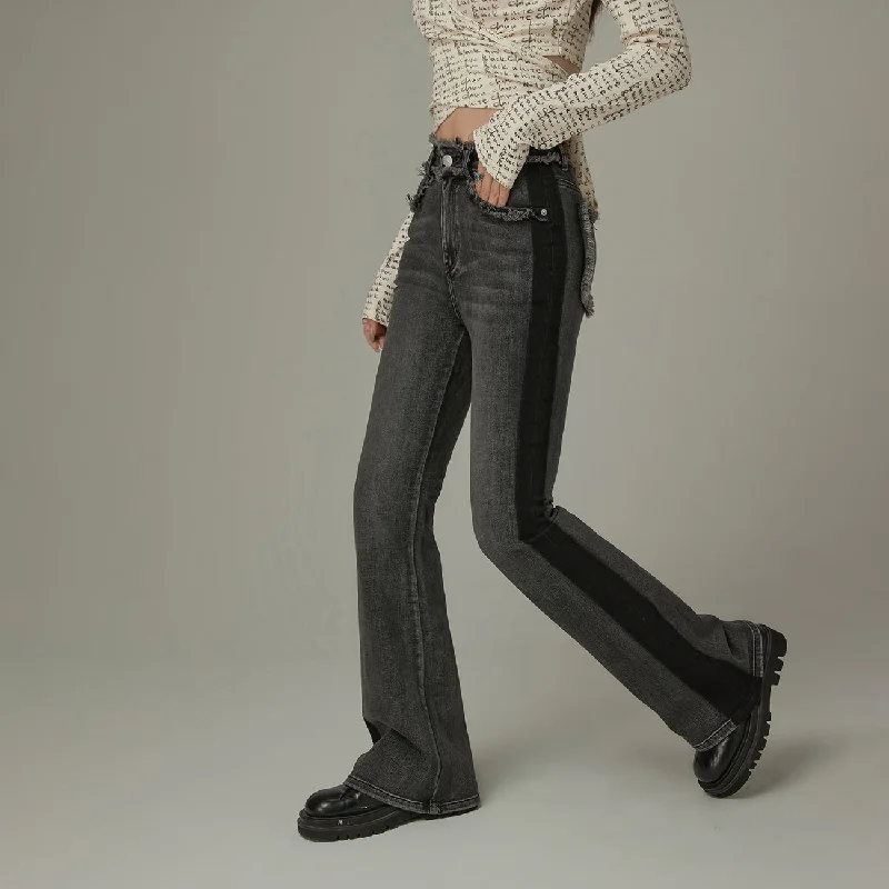 Fresh And Simple High Waist Frayed Bootcut Denim Jeans