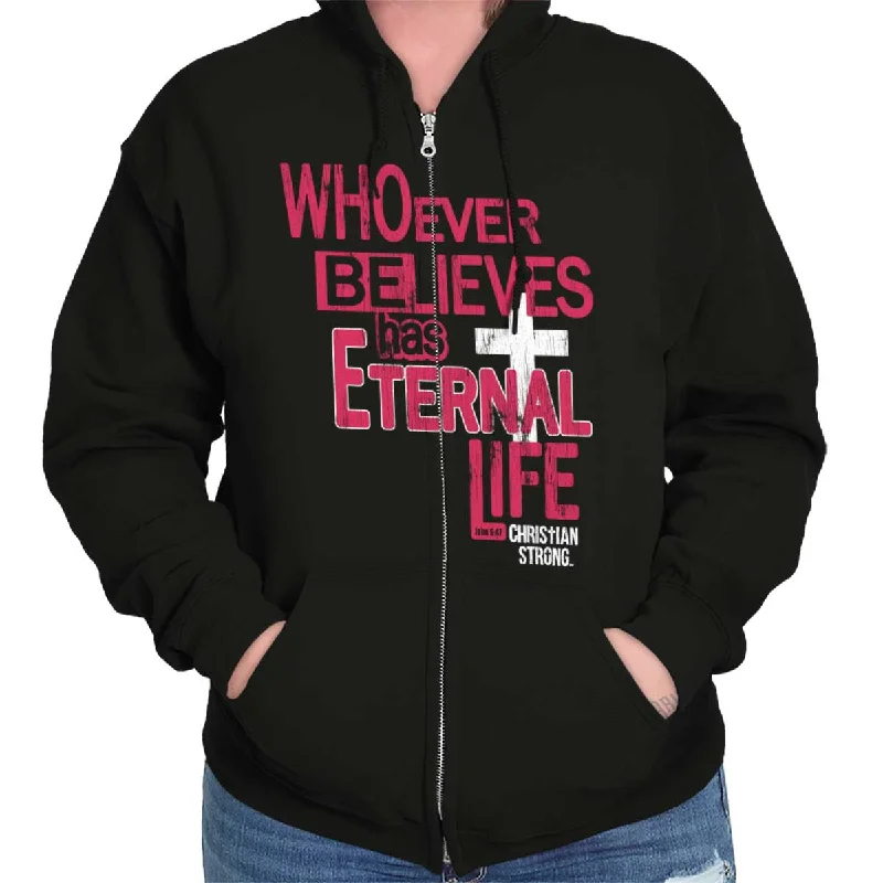 Simple Style Eternal Life Zip Hoodie
