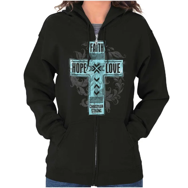 Noble Temperament Faith Hope Love Zip Hoodie