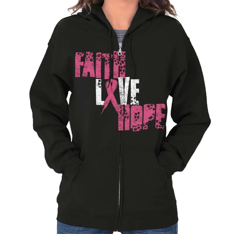 Modern City Pink Faith Love Hope Zip Hoodie