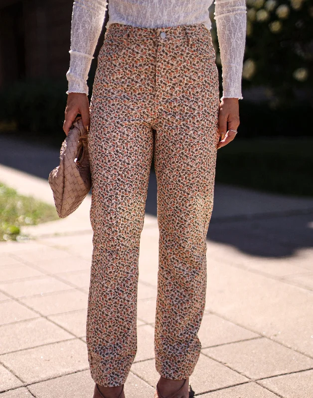 Simple And Comfortable Fall Floral Print Pants